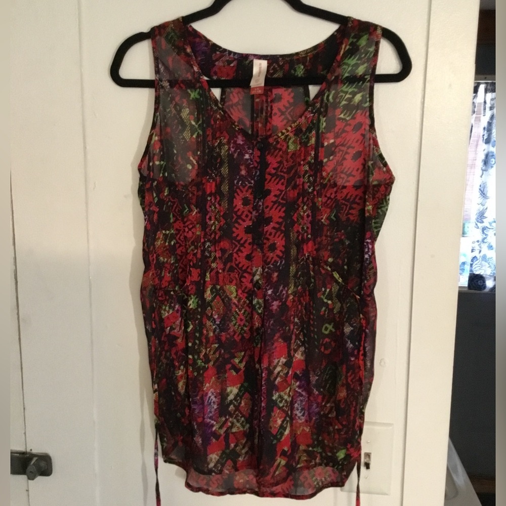 Red sheer tunic